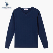 U.S. POLO ASSN.USPA男士針織衫簡約商務(wù)毛衣V領(lǐng)純棉男裝上衣寬松保暖打底毛衫