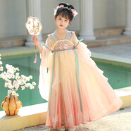 安妮優(yōu)兒女童漢服春夏2025裙子國風(fēng)連衣裙超仙襦裙古風(fēng)女孩公主 粉色 130