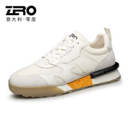 零度男鞋 新款男士時(shí)尚運動(dòng)休閑鞋男舒適潮流百搭小白鞋子 米白 44