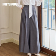 ROEYSHOUSE羅衣氣質(zhì)通勤高腰闊腿褲女秋季新款時尚灰色百搭休閑褲11128 灰色 2XL