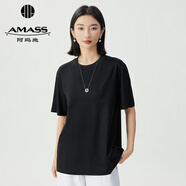 阿瑪施（AMASS）女裝2025新款簡約百搭天絲棉圓領(lǐng)短袖T恤女5300902 黑 S (2碼)