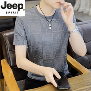 JEEP SPIRIT吉普20251夏季新款男士冰絲短袖T恤衫潮流休閑速干半袖體恤歐版打 1030灰色 2XL