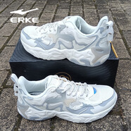 鴻星爾克（ERKE）驚蟄3跑步鞋男秋季新款保暖男紅星輕便減震防滑耐磨男士閃電運(yùn)動(dòng) 橡牙白正黑 40