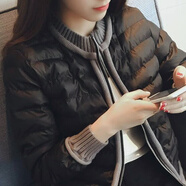 范哲莎【處理】棉服女顯瘦短款輕薄秋冬季外套寬松小棉衣棉襖 1366黑色綿衣 XL (建議115-130斤)