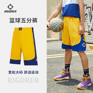準者籃球短褲速干運動(dòng)褲男士夏季寬松美式褲子跑步訓練五分透氣褲子男 601中黃/勇士藍 L(175-180CM)
