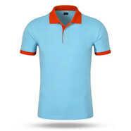 木脈  polo定制工作服定制印字印logo男女短袖POLO企業(yè)文化衫廣告衫服務(wù)員班服t恤定做diy 淺藍(lán)T橘領(lǐng) XXXL