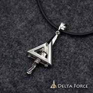 東線(xiàn)復刻美男士軍迷標志飾品三角洲吊墜特種男款項鏈 銀色三角洲配皮鏈