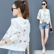 KANJOOP防曬衣服衫女夏季長(cháng)袖薄款短外套新款韓版百搭空調防曬開(kāi)衫上衣女 圓領(lǐng)不帶帽 XXS 【建議60斤以下】