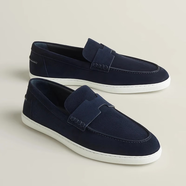 愛(ài)馬仕（HERMES）男鞋新款樂(lè )福鞋懶人鞋一腳蹬莫卡辛鞋休閑鞋平底鞋禮物 深藍色 43.5