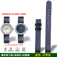 臻品涵適用迪奧LA D DE DIOR系列CD040110A絹絲紋真皮手表帶女凹口配件 藍(lán)色  不帶扣 11mm表帶寬度