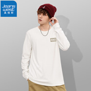 真維斯（Jeanswest）長(cháng)袖T恤男士秋冬打底衫男圓領(lǐng)上衣彈力貼身保暖秋衣百搭內穿體恤 白色圓領(lǐng)（簡(jiǎn)約字母X） M （推薦95-110斤）