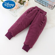 迪士尼（Disney）女童棉褲超厚女寶寶一條過冬褲子兒童外穿冬季三層加絨加厚保暖褲 紫色 三層加絨加厚 100 建議95cm左右