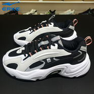 鴻星爾克女鞋秋冬新款情侶老爹透氣面包減震輕便休閑鞋厚底運動(dòng)鞋男鞋 女款正黑/正白 35