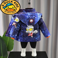G.duck奧特曼衣服男童羽絨服2024新款兒童棉衣冬季加絨加厚寶寶新年外套 藍(lán)紫色 【棉服】 90cm(90cm) 【身高85cm左右】