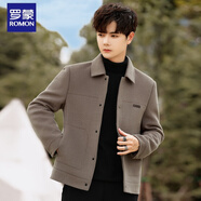 羅蒙（ROMON）雙面呢綿羊毛外套男士羊毛呢子大衣短款夾克男裝秋冬季英倫風(fēng)加厚 駝色無(wú)內膽 L (125-140斤)