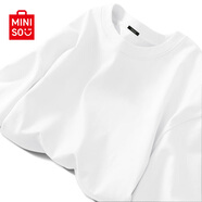 名創(chuàng)優(yōu)品（MINISO）短袖男T恤寬松潮流薄荷曼波穿搭上衣夏季冰感純棉大碼圓領(lǐng)半袖男t 白色(純色) S 165 (男女同款)