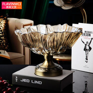 弗萊文茨（Flavinmci） 歐式精致水晶玻璃果盤(pán)家用客廳店用零食盤(pán)干果盤(pán)北歐風(fēng)格糖果盤(pán) 308琥珀色（果斗）
