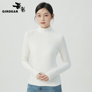 哥弟（GIRDEAR）女裝煙管領(lǐng)保暖雙面磨毛長袖打底T恤衫女1300536 白 XL (5碼)