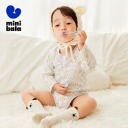 Mini Balabala迷你巴拉巴拉三角衣秋新生兒海洋棉透氣爬服 白灰色調(diào)00312 52cm