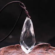 天然白水晶原石吊墜靈擺刻面水滴形項(xiàng)鏈毛衣鏈長(zhǎng)鏈飾品禮物 白水晶刻面水滴吊墜創(chuàng)意掛繩一套