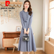 皮爾卡丹（pierre cardin）長(cháng)袖棉麻連衣裙女2025秋季新款韓版休閑氣質(zhì)減齡收腰顯瘦過(guò)膝長(cháng)裙 灰色 3XL