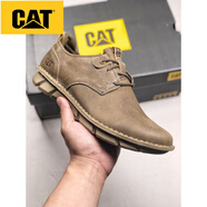 卡特（CAT）男鞋新款英倫秋冬真牛皮男鞋透氣皮鞋低幫工裝鞋休閑板鞋 卡其色 比運動(dòng)鞋偏大一碼 44