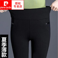 皮爾卡丹（pierre cardin）2025黑色褲子女高腰外穿打底褲彈力鉛筆褲休閑長(zhǎng)褲 黑色 夏季薄款 XL 110-125斤