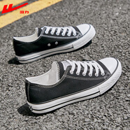 回力男鞋系帶帆布鞋高幫鞋男士經(jīng)典款男女學(xué)生情侶韓版透氣休閑鞋子男 黑色 42 [女生買(mǎi)小一碼，男生正碼]