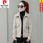 皮爾卡丹（pierre cardin）24年新款小香風(fēng)仿水貂絨外套女新款韓版百搭時(shí)尚秋冬季毛衣厚短款 卡其 S 80-95斤