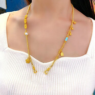 西月錦繡鍍金雙魚(yú)錦鯉鎖包項鏈雙勾毛衣鏈平安長(cháng)命鎖吊墜 單獨新款雙勾鏈（默認55厘米長(cháng)度