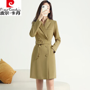 皮爾卡丹（pierre cardin）西裝連衣裙高端春秋新款工作服女氣質(zhì)修身打底秋冬長(zhǎng)袖職業(yè)裙秋季 姜黃色連衣裙1 2XL