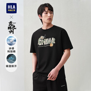 HLA海瀾之家短袖T恤男龍騰九州IP系列印花涼感夏HNTBJ2W248A 黑色花紋Q8 S 165/84A