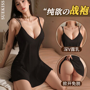 SUEKISS情趣內(nèi)衣性感睡衣夫妻刺激低領(lǐng)吊帶睡裙開檔免脫丁字褲純欲家居服