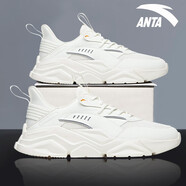 安踏男鞋運動(dòng)鞋2025夏季網(wǎng)面透氣老爹鞋防臭軟底輕便休閑跑步鞋 -3象牙白 40.5