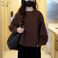 可茵（Keyin）衛(wèi)衣女運(yùn)動(dòng)套裝女2025年秋冬新款圓領(lǐng)寬松減齡上衣高腰休閑褲子女 咖色衛(wèi)衣 M