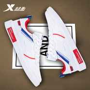 特步板鞋男鞋2025冬季新款男士皮面小白鞋休閑鞋潮流滑板鞋運動(dòng)鞋子男 白紅蘭5003 35