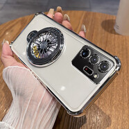 MARMOTER三星note20Ultra手機殼noto20保護硅膠套N9860全包氣囊防摔N9810透明軟殼帶支架5g男女galaxy高級 【透明氣質(zhì)銀】+曲屏軟膜+旋轉陀螺支架 適用機型【三星Note20】