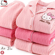 Hello Kitty女童睡衣純棉大童套裝夾棉秋冬居家加厚保暖寶寶兒童家居服 3層夾棉A粉色513084 140CM適合135-145