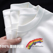 澳貝妮新疆重磅純棉t恤男女同款中國(guó)風(fēng)國(guó)潮短袖打底衫ins夏季大碼半袖潮 MDGB彩虹 5XL  190-210斤