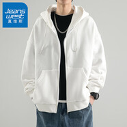真維斯（JEANSWEST）秋冬季開衫連帽衛(wèi)衣男士冬季外套休閑百搭寬松加絨加厚夾克打底衫 白色【常規(guī)】 3XL【建議210-240斤】