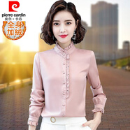 皮爾卡丹（pierre cardin）23年新款立領(lǐng)雪紡襯衫女長(zhǎng)袖春秋洋氣新款時(shí)尚小衫上衣打底衫襯衣 AZ5507粉色【加絨】 2XL 【建議125-135斤】