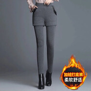 莎羽依 打底褲女秋裝女2023新款秋冬外穿彈力褲裙保暖褲緊身高腰小腳褲 灰色【加絨加厚】 L建議100-115斤