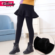 迪士尼（Disney）女童秋冬打底褲假兩件褲裙加絨加厚秋裝褲子兒童外穿裙褲洋氣厚實(shí) 黑色 加絨保暖 120