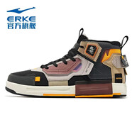 鴻星爾克（ERKE）銀魂奇彈秋季新款男女鞋舒適休閑板鞋時(shí)尚科技聯(lián)名潮流情侶高幫鞋 正黑/碳灰1564（升級(jí)款） 42