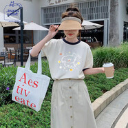 JEANSWEST CLUB真維斯短袖t恤女士純棉拼撞色顯瘦半袖休閑寬松百搭上衣服女