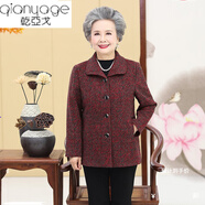 乾亞戈中老年人女裝秋冬女外套奶奶裝60歲70老太太老人系扣衣服中老年媽媽春秋上衣 紅細(xì)條66 5XL【151-170斤】