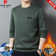 皮爾卡丹（pierre cardin）品牌純棉秋冬衛(wèi)衣男打底衫加絨加厚t恤休閑中年保暖印花體恤上衣 829106綠色 1801202XL54推薦155-175斤