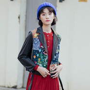 非魚(yú)機車(chē)真皮皮衣女秋冬季新款羊皮刺繡女士小外套 深咖 S