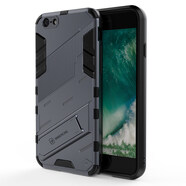 羅科 適用蘋果6plus手機(jī)殼防摔iphone6s鏡頭全包6splus磨砂硬殼硅膠男款隱形支架保護(hù)套 【蘋果6/6s】槍灰色+鋼化膜