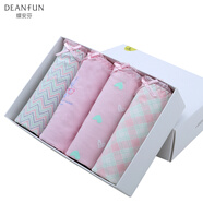 蝶安芬（Deanfun）女士內(nèi)褲中腰棉質(zhì)甜心少女系列印花舒適三角女式短褲4條禮盒C XXL